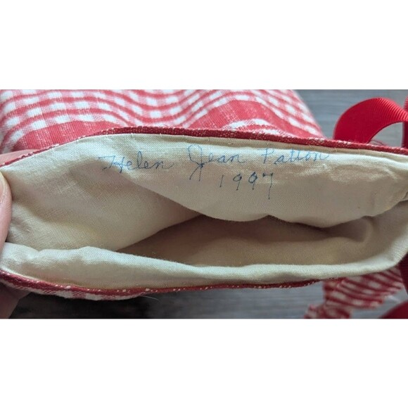 Vintage Handmade Red Gingham Christmas Stocking 13" - Picture 4 of 4